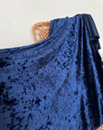 Navy Crushed Stretch Velvet Fabric by Yard, Navy Blue Stretch Material, Dark Blue Velvet with Spandex for Dresses, Bows, Backdrop Curtains - from Gala Textile