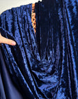 Navy Crushed Stretch Velvet Fabric by Yard, Navy Blue Stretch Material, Dark Blue Velvet with Spandex for Dresses, Bows, Backdrop Curtains - from Gala Textile