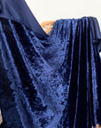 Navy Crushed Stretch Velvet Fabric by Yard, Navy Blue Stretch Material, Dark Blue Velvet with Spandex for Dresses, Bows, Backdrop Curtains - from Gala Textile