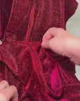 Burgundy Lurex Fabric by Yard, Reflective to Fuchsia Sparkle Fabric, Glittery Red Material for Gowns & Wedding Dress. Event Decor, Backdrops