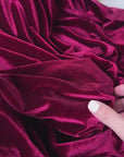 Burgundy Stretch Velvet Fabric, Spandex Soft Velvet Fabric-Solid, for Pillows, Scrunchies, Drapes, Dresses, Decorations Premium Quality