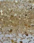 Gold Beaded Lace Fabric by Yard, Embroidered with Pearls & Sequins Mesh Sequin on Sheer Mesh Bridal Dresses, Gowns, Veils, Table Decor
