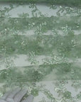 Floral Sage Green Lace Fabric by yard Embroidery Corded With Sequins Fabric Non Stretch Sequined Embroidered On Lace Bridal Wedding Gowns