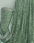Sage Green Sequins on Sage Velvet Fabric by Yard, Green Sequin Material for Dresses Gowns, Curtains Bows, Bridal Backdrops DYI Crafts Fabric