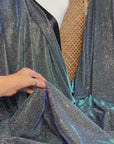 Slate Blue Foam Lurex Glitter Fabric by Yard, Fade Blue Sparkling Lurex for Shimmery Dress, Gown, Drapes Luxury Fabric, Premium Quality