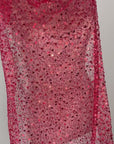 Red Beaded Lace Fabric by Yard | Embroidered with Pearls & Sequins Mesh | Red Sequin on Sheer Mesh Bridal Dresses, Gowns, Veils, Table Decor