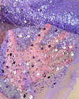 Purple Beaded Lace Fabric by Yard | Embroidered with Pearls & Sequins Mesh | Sequin on Sheer Mesh Bridal Dresses, Gowns, Veils, Table Decor - from Gala Textile