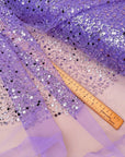 Purple Beaded Lace Fabric by Yard | Embroidered with Pearls & Sequins Mesh | Sequin on Sheer Mesh Bridal Dresses, Gowns, Veils, Table Decor - from Gala Textile