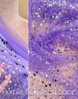 Purple Beaded Lace Fabric by Yard | Embroidered with Pearls & Sequins Mesh | Sequin on Sheer Mesh Bridal Dresses, Gowns, Veils, Table Decor - from Gala Textile