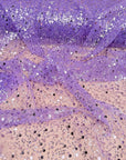 Purple Beaded Lace Fabric by Yard | Embroidered with Pearls & Sequins Mesh | Sequin on Sheer Mesh Bridal Dresses, Gowns, Veils, Table Decor - from Gala Textile