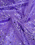 Purple Beaded Lace Fabric by Yard | Embroidered with Pearls & Sequins Mesh | Sequin on Sheer Mesh Bridal Dresses, Gowns, Veils, Table Decor - from Gala Textile