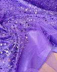 Purple Beaded Lace Fabric by Yard | Embroidered with Pearls & Sequins Mesh | Sequin on Sheer Mesh Bridal Dresses, Gowns, Veils, Table Decor - from Gala Textile