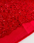 Red Beaded Lace Fabric by Yard | Embroidered with Pearls & Sequins Mesh | Red Sequin on Sheer Mesh Bridal Dresses, Gowns, Veils, Table Decor - from Gala Textile