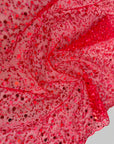 Red Beaded Lace Fabric by Yard | Embroidered with Pearls & Sequins Mesh | Red Sequin on Sheer Mesh Bridal Dresses, Gowns, Veils, Table Decor - from Gala Textile
