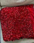 Red Sequins on Stretch Velvet Fabric By Yard 2 Way Stretch Red Velvet Stephanie All - Over Sparkles Sequins, for Bridal Dresses, Gowns, Bows - from Gala Textile