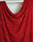 Red Sequins on Stretch Velvet Fabric By Yard 2 Way Stretch Red Velvet Stephanie All - Over Sparkles Sequins, for Bridal Dresses, Gowns, Bows - from Gala Textile
