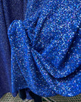 Royal Blue 4 Way Stretch Lurex Knit Fabric, Shimmery Dance Wear Fabric, Blue Glittery Nylon Spandex By Yard, Premium Quality Material - from Gala Textile