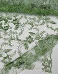 Sage Green Floral Lace Fabric by yard Embroidery Corded With Sequins Fabric Non Stretch Sequined Embroidered On Lace Bridal Wedding Gowns - from Gala Textile