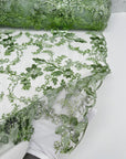 Sage Green Floral Lace Fabric by yard Embroidery Corded With Sequins Fabric Non Stretch Sequined Embroidered On Lace Bridal Wedding Gowns - from Gala Textile