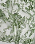 Sage Green Floral Lace Fabric by yard Embroidery Corded With Sequins Fabric Non Stretch Sequined Embroidered On Lace Bridal Wedding Gowns - from Gala Textile