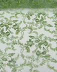 Sage Green Floral Lace Fabric by yard Embroidery Corded With Sequins Fabric Non Stretch Sequined Embroidered On Lace Bridal Wedding Gowns - from Gala Textile