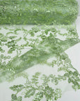 Sage Green Floral Lace Fabric by yard Embroidery Corded With Sequins Fabric Non Stretch Sequined Embroidered On Lace Bridal Wedding Gowns - from Gala Textile