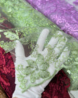 Sage Green Floral Lace Fabric by yard Embroidery Corded With Sequins Fabric Non Stretch Sequined Embroidered On Lace Bridal Wedding Gowns - from Gala Textile