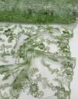 Sage Green Floral Lace Fabric by yard Embroidery Corded With Sequins Fabric Non Stretch Sequined Embroidered On Lace Bridal Wedding Gowns - from Gala Textile