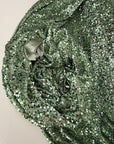 Sage Green Sequins on Sage Velvet Fabric by Yard, Green Sequin Material for Dresses Gowns, Curtains Bows, Bridal Backdrops DYI Crafts Fabric - from Gala Textile