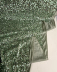 Sage Green Sequins on Sage Velvet Fabric by Yard, Green Sequin Material for Dresses Gowns, Curtains Bows, Bridal Backdrops DYI Crafts Fabric - from Gala Textile