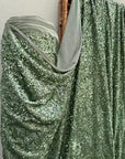 Sage Green Sequins on Sage Velvet Fabric by Yard, Green Sequin Material for Dresses Gowns, Curtains Bows, Bridal Backdrops DYI Crafts Fabric - from Gala Textile