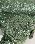 Sage Green Sequins on Sage Velvet Fabric by Yard, Green Sequin Material for Dresses Gowns, Curtains Bows, Bridal Backdrops DYI Crafts Fabric - from Gala Textile