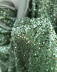 Sage Green Sequins on Sage Velvet Fabric by Yard, Green Sequin Material for Dresses Gowns, Curtains Bows, Bridal Backdrops DYI Crafts Fabric - from Gala Textile