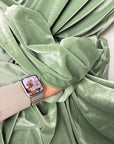Sage Green Stretch Velvet Fabric By Yard Green Material Polyester Velvet Fabric for Bows Top Knots Head Wraps Scrunchies, Gowns Bridal Decor - from Gala Textile