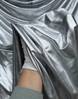 Silver Spandex Lame Foil Fabric by Yard Super Stretch Metallic Lame All Over Foil on Stretch Knit for Dance Wear Costumes, Dresses, Leggings - from Gala Textile