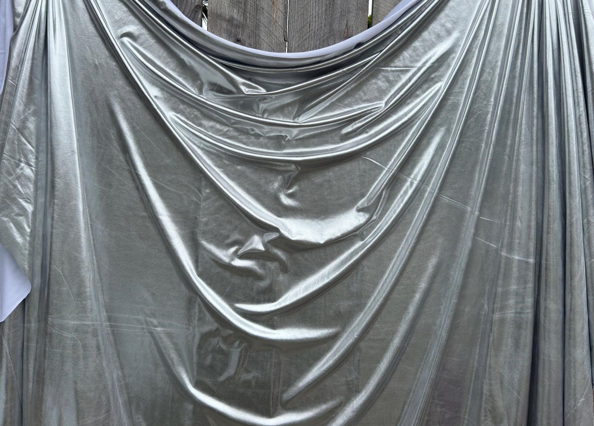 Silver Spandex Lame Foil Fabric by Yard Super Stretch Metallic Lame All Over Foil on Stretch Knit for Dance Wear Costumes, Dresses, Leggings - from Gala Textile