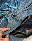 Slate Blue Foam Lurex Glitter Fabric by Yard, Fade Blue Sparkling Lurex for Shimmery Dress, Gown, Drapes Luxury Fabric, Premium Quality - from Gala Textile