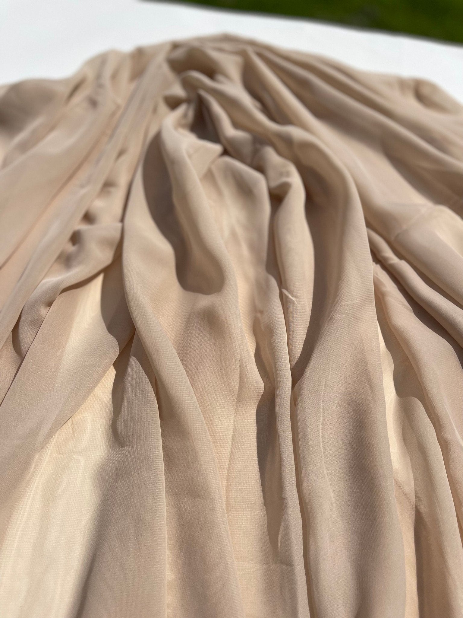 Taupe Chiffon Fabric By Yard, Sheer Fabric Light Weight Chiffon, Cream Bridal Neutral Material for Drapes, Dress Arch Draping Fabric - from Gala Textile