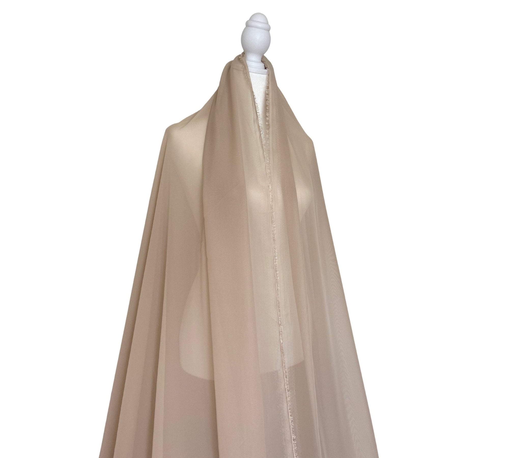 Taupe Chiffon Fabric By Yard, Sheer Fabric Light Weight Chiffon, Cream Bridal Neutral Material for Drapes, Dress Arch Draping Fabric - from Gala Textile