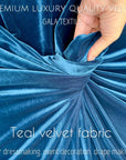 Teal Luxury Velvet Fabric Stretch by Yard Blue Velvet Material For Dresses, Clothes, Scrunchies, Bows, Backdrops, Drapes, Baby Shower Fabric - from Gala Textile