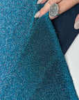 Turquoise 4 Way Stretch Lurex Fabric by The Yard Knit Spandex Shimmery Multi Color Blue Glitter Knit For Dressmaking Gown Backdrop Drapes - from Gala Textile
