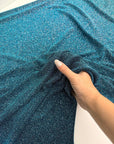 Turquoise 4 Way Stretch Lurex Fabric by The Yard Knit Spandex Shimmery Multi Color Blue Glitter Knit For Dressmaking Gown Backdrop Drapes - from Gala Textile