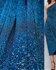 Turquoise 4 Way Stretch Lurex Fabric by The Yard Knit Spandex Shimmery Multi Color Blue Glitter Knit For Dressmaking Gown Backdrop Drapes - from Gala Textile