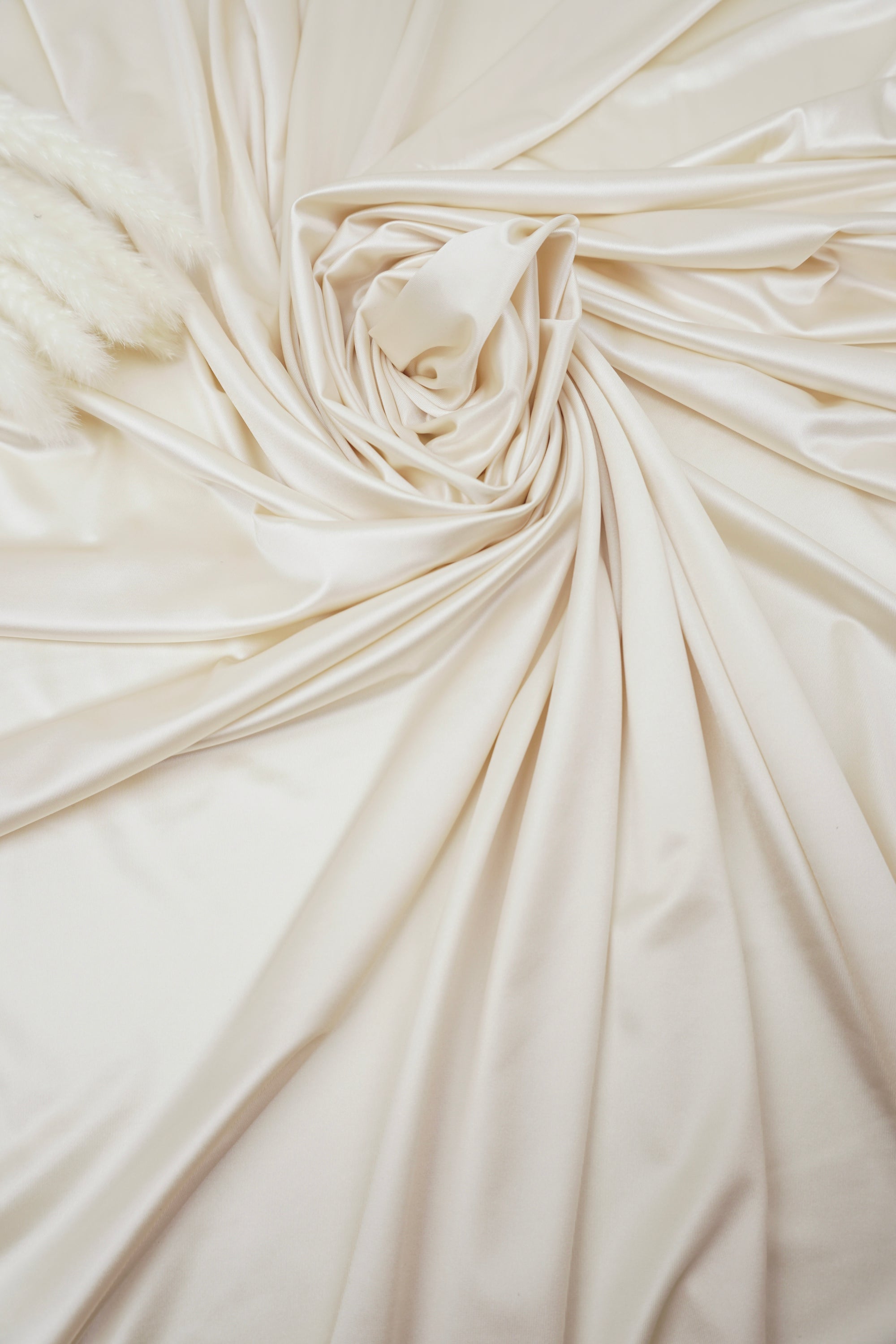 Ivory Shiny Milliskin Nylon Spandex Fabric | 4-Way Stretch | By the Yard