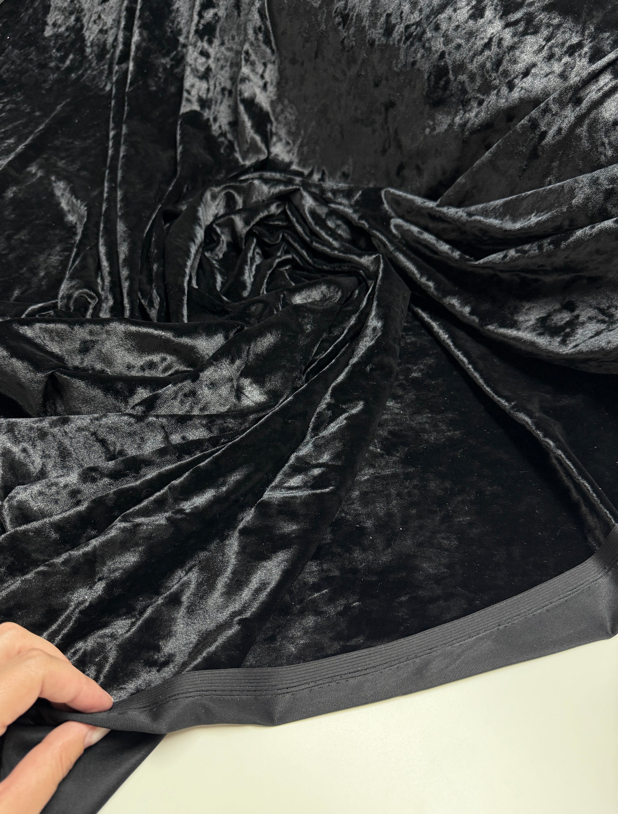 Black Crushed Velvet Fabric