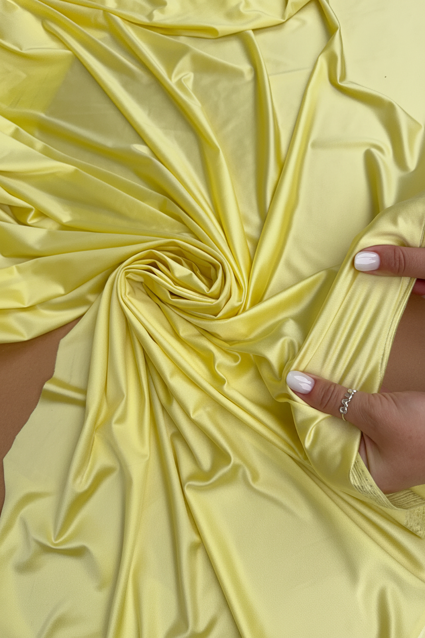 Butter Yellow Shiny Milliskin Nylon Spandex Fabric 4-Way Stretch