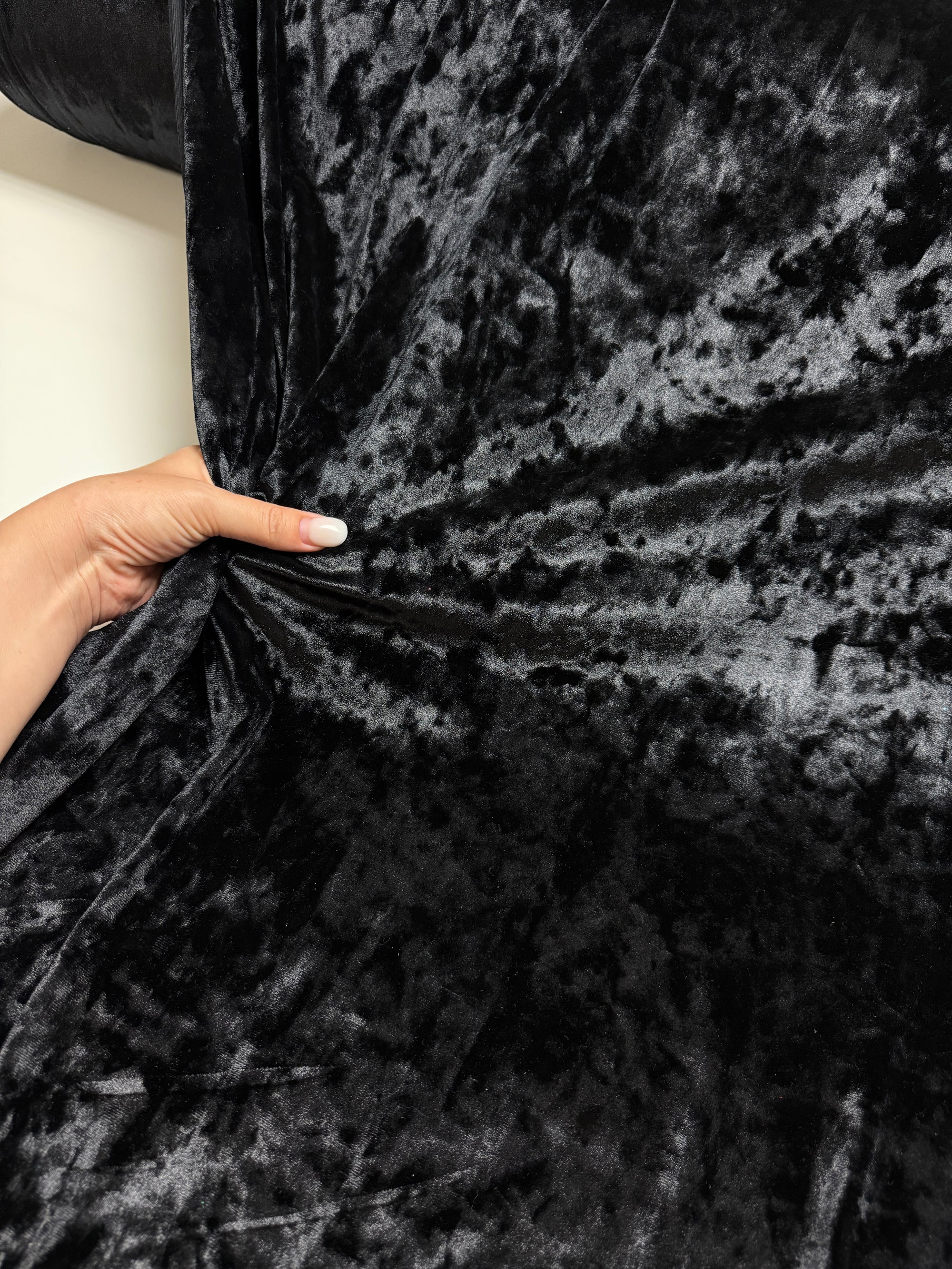 Black Crushed Velvet Fabric