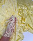 Butter Yellow Floral Stretch Lace Fabric by the Yard