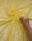 Butter Yellow Floral Stretch Lace Fabric by the Yard