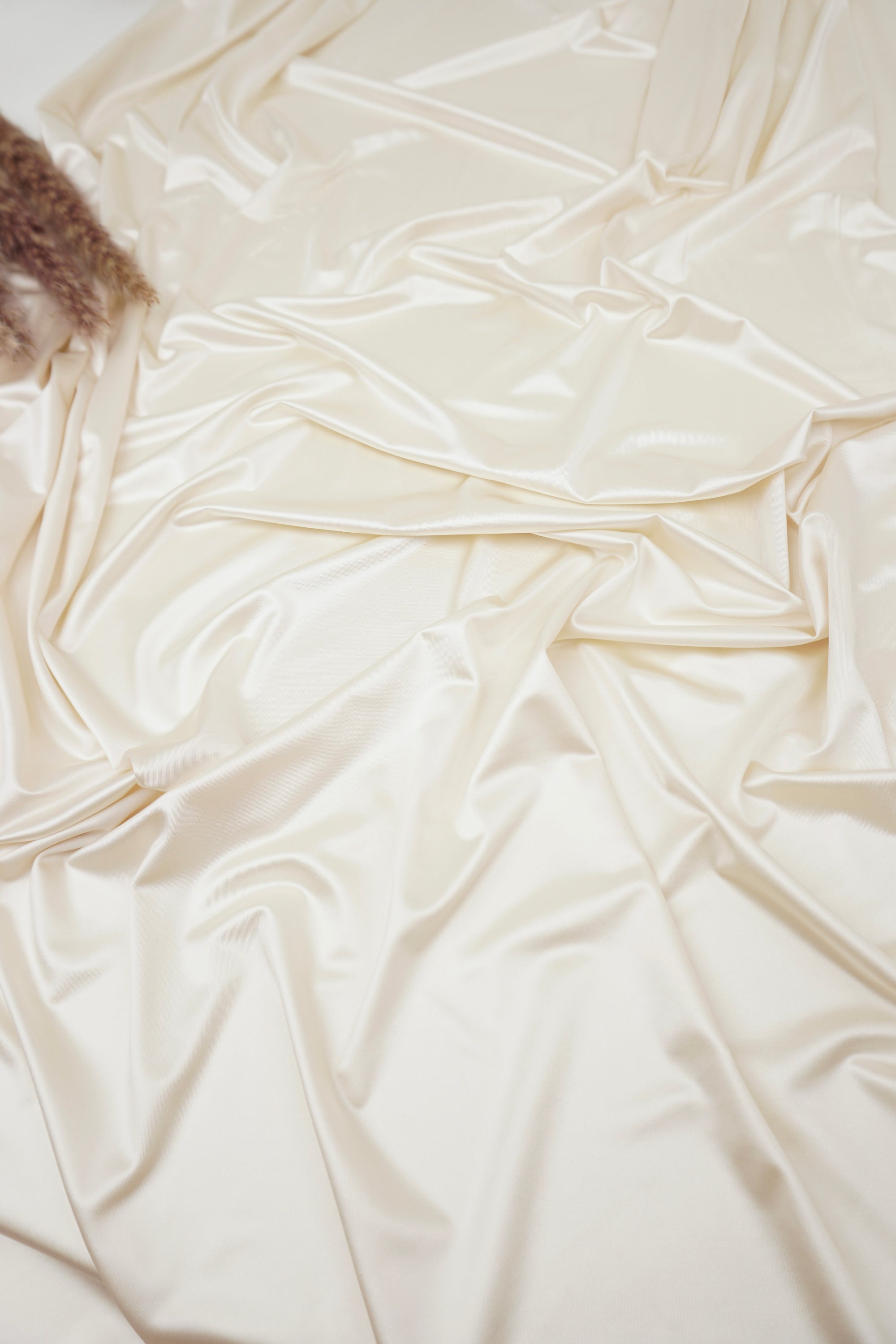 Ivory Shiny Milliskin Nylon Spandex Fabric | 4-Way Stretch | By the Yard
